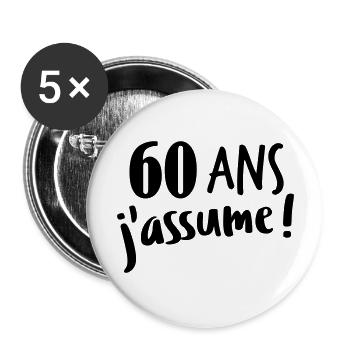 60 ans j'assume - Lot de 5 grands badges (56 mm) - blanc - Devant