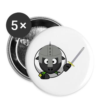 KnightSheep in battle - Buttons large 2.2''/56 mm (5-pack) - white - Front