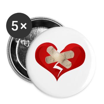 Heilender Herzverband - Buttons groß 56 mm (5er Pack) - Weiß - Vorne