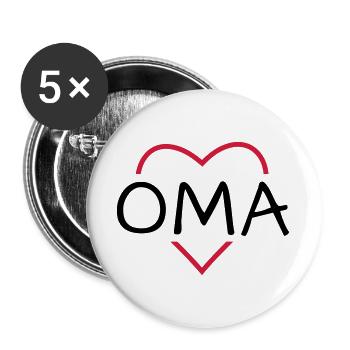 Grand-mère coeur cadeau anniversaire noel - Lot de 5 grands badges (56 mm) - blanc - Devant