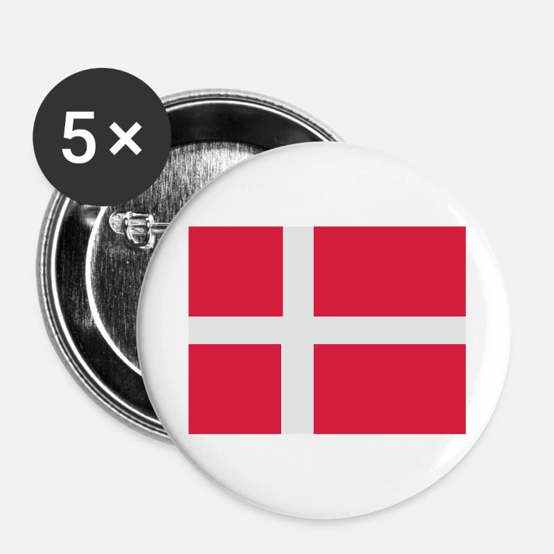 flag_denmark - Buttons large 2.2''/56 mm (5-pack) - white