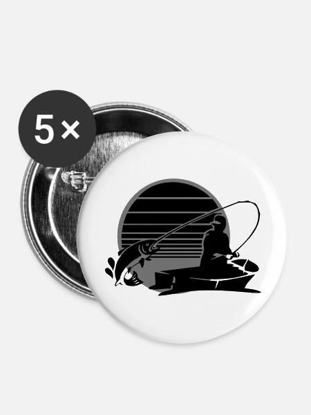 Angeln - Buttons groß 56 mm (5er Pack) - Weiß