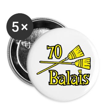 70 Jahre Besen - Buttons groß 56 mm (5er Pack) - Weiß - Vorne
