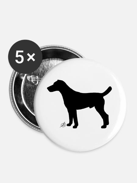 Jagdterrier - Buttons groß 56 mm (5er Pack) - Weiß