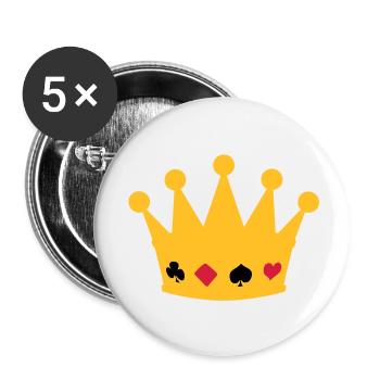 couronne poker crown - Lot de 5 grands badges (56 mm) - blanc - Devant