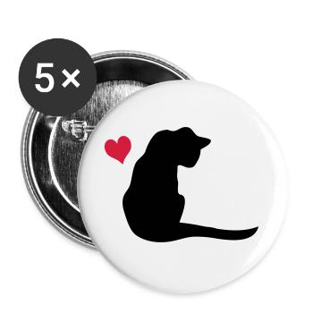 Chat - Lot de 5 grands badges (56 mm) - blanc - Devant
