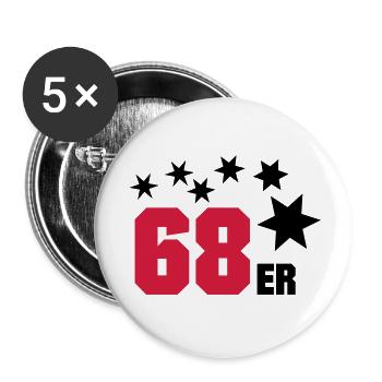 68er - Buttons groß 56 mm (5er Pack) - Weiß - Vorne