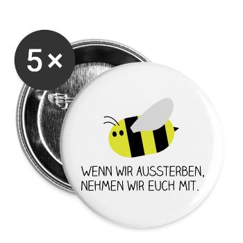 Biene - Rettet die Bienen - Buttons groß 56 mm (5er Pack) - Weiß - Vorne