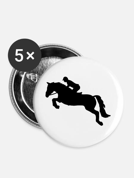 Springreiten - Buttons groß 56 mm (5er Pack) - Weiß