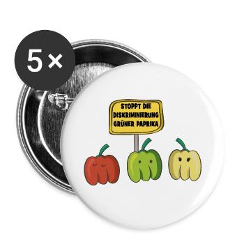 STOPPT die Diskrimierung grüner Paprika - Buttons groß 56 mm (5er Pack) - Weiß - Vorne