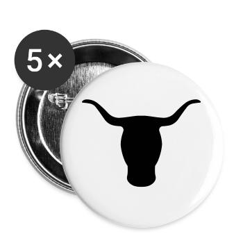 tête bull - Lot de 5 grands badges (56 mm) - blanc - Devant