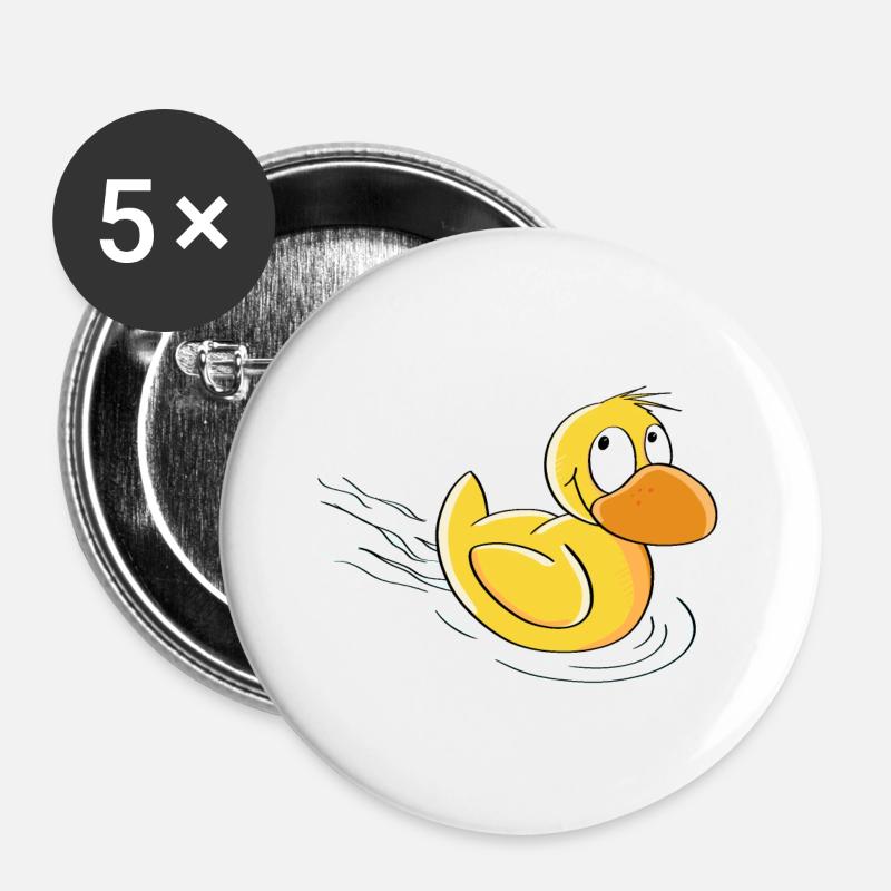 Sweet Swimming Duck - Comic - Buttons large 2.2''/56 mm (5-pack) - white