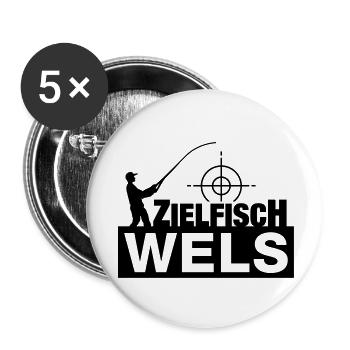 wels_zielfisch__f1 - Buttons groß 56 mm (5er Pack) - Weiß - Vorne