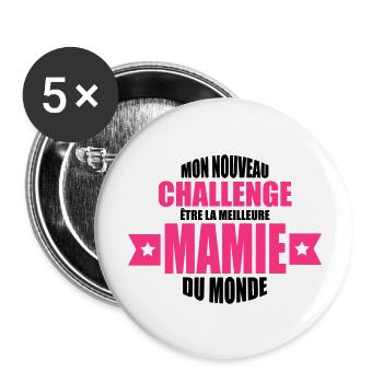 mon nouveau challenge être la meilleure mamie - Lot de 5 grands badges (56 mm) - blanc - Devant