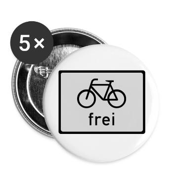 Fahrrad frei - Buttons groß 56 mm (5er Pack) - Weiß - Vorne