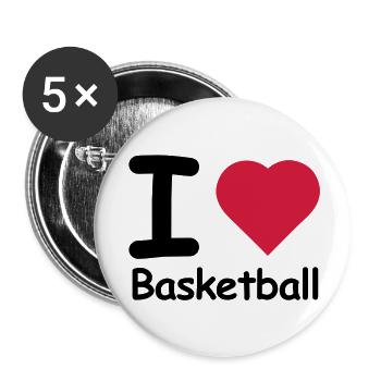basket basket ball basketball - Lot de 5 grands badges (56 mm) - blanc - Devant