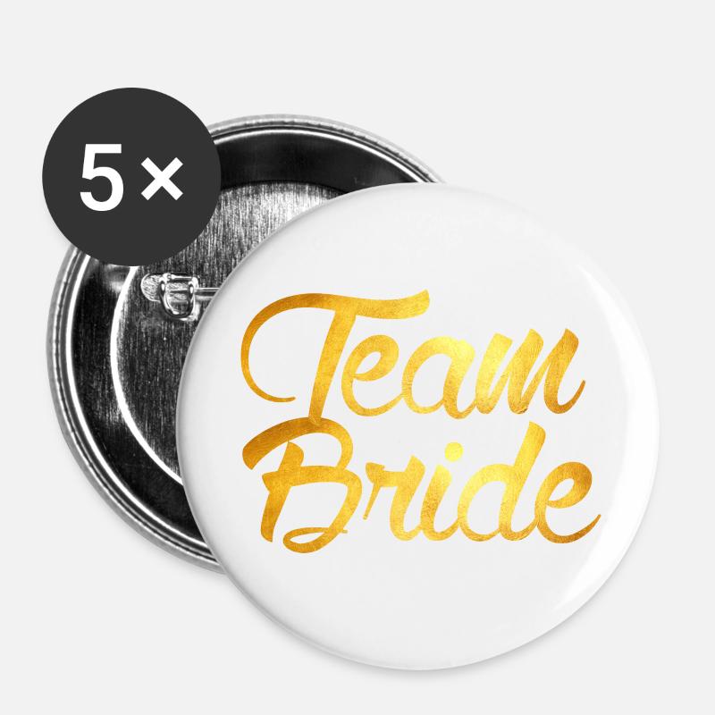 Team Bride - Buttons large 2.2''/56 mm (5-pack) - white