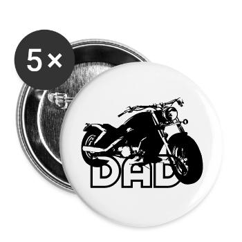 Biker DAD Noir / Blanc Moto - Lot de 5 grands badges (56 mm) - blanc - Devant