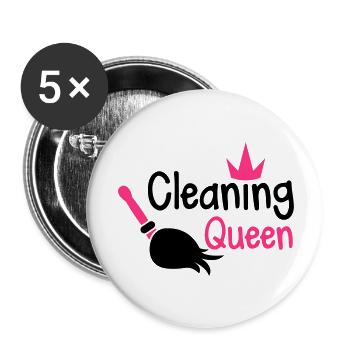 cleaning queen with a broom and a royal crown - Buttons large 2.2''/56 mm (5-pack) - white - Front
