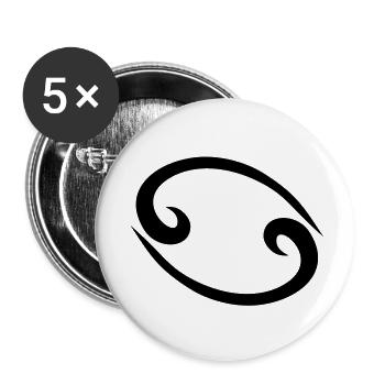 Cancer 2 signes de glyphes du symbole astrologique - Lot de 5 grands badges (56 mm) - blanc - Devant