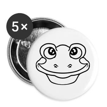 gesicht kopf frosch sitzend suess niedlich klein c - Buttons groß 56 mm (5er Pack) - Weiß - Vorne