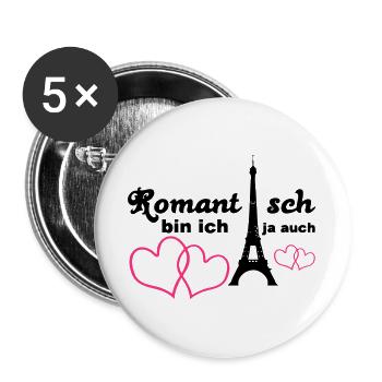 Romantisch Liebe Herz Paris Paar Spruch Geschenk - Buttons groß 56 mm (5er Pack) - Weiß - Vorne