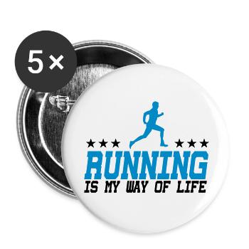 running is my way of life male 2c - Buttons large 2.2''/56 mm (5-pack) - white - Front