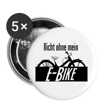 E-Bike Spruch Fahrrad Radfahrer Rad Geschenk - Buttons groß 56 mm (5er Pack) - Weiß - Vorne