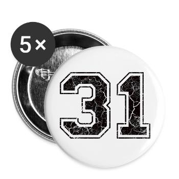 Number 31 in the used look - Buttons large 2.2''/56 mm (5-pack) - white - Front