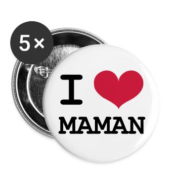 Ich liebe Mama! - Buttons groß 56 mm (5er Pack) - Weiß - Vorne