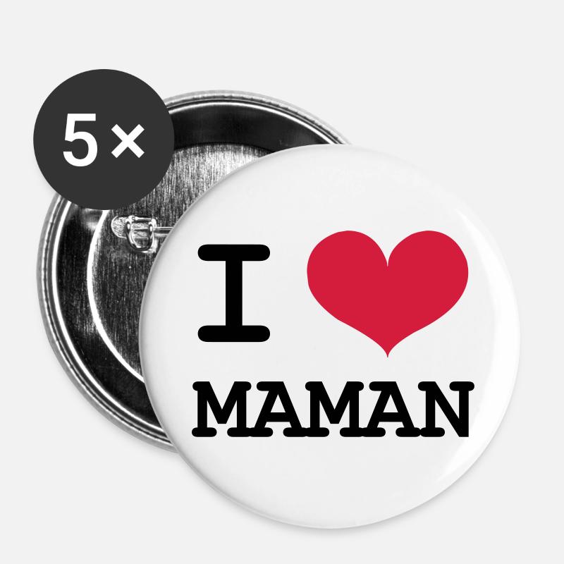 I Love Mom! - Buttons large 2.2''/56 mm (5-pack) - white
