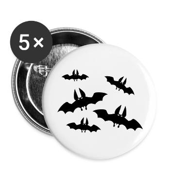 Fledermäuse - Buttons groß 56 mm (5er Pack) - Weiß - Vorne