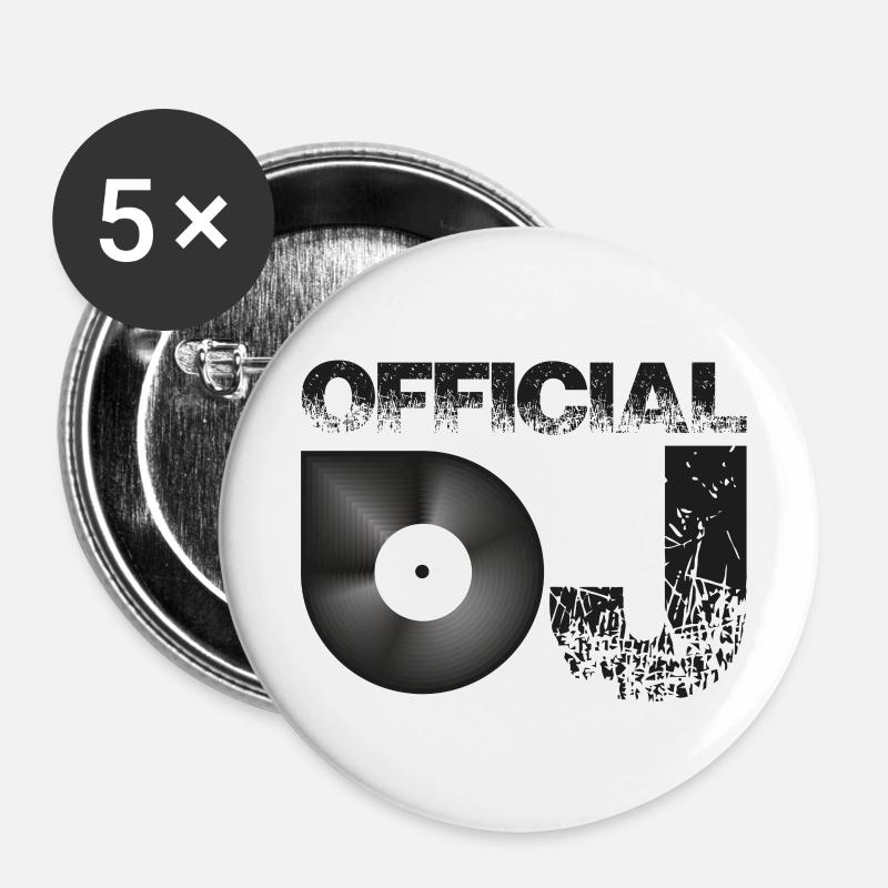 Official DJ - Buttons large 2.2''/56 mm (5-pack) - white