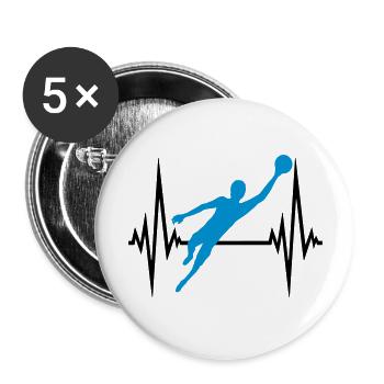 frequenz puls herzschlag torwart torhueter halten - Buttons groß 56 mm (5er Pack) - Weiß - Vorne
