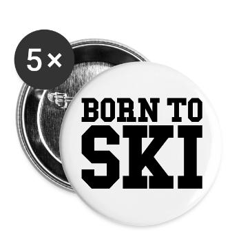 born to ski 24 - Buttons large 2.2''/56 mm (5-pack) - white - Front
