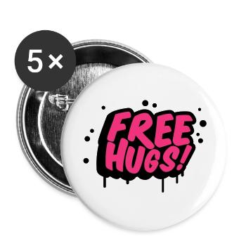 free_hugs__f2 - Buttons groß 56 mm (5er Pack) - Weiß - Vorne