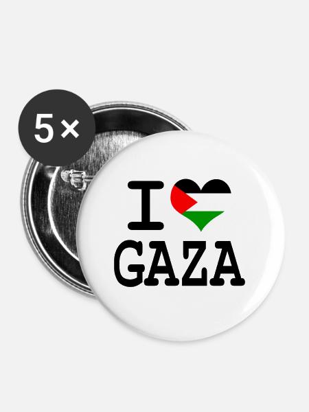 i love Gaza - Buttons groß 56 mm (5er Pack) - Weiß