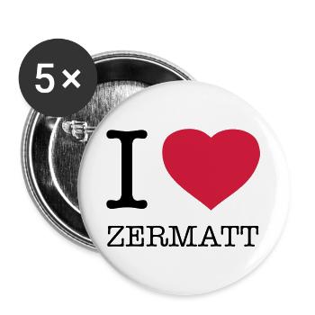 I LOVE ZERMATT - Buttons groß 56 mm (5er Pack) - Weiß - Vorne