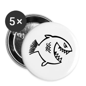 angry_fish - Lot de 5 grands badges (56 mm) - blanc - Devant