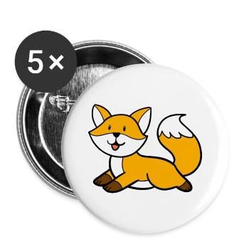 Liegender Fuchs - Buttons groß 56 mm (5er Pack) - Weiß - Vorne