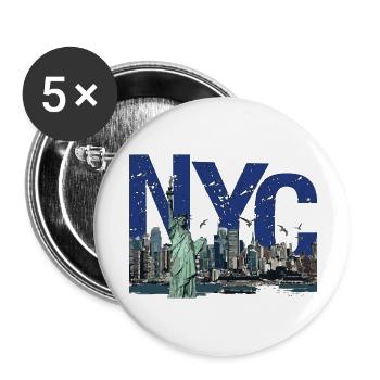 NYC NEW YORK CITY - Buttons large 2.2''/56 mm (5-pack) - white - Front