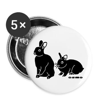 kaninchen - Buttons groß 56 mm (5er Pack) - Weiß - Vorne