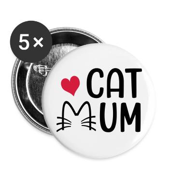 Chat - Lot de 5 grands badges (56 mm) - blanc - Devant