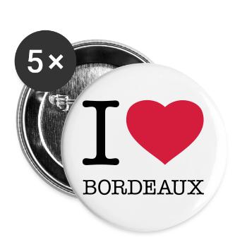 I LOVE BORDEAUX France Frankreich - Buttons groß 56 mm (5er Pack) - Weiß - Vorne