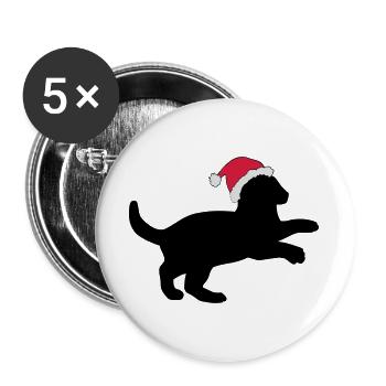 Chaton dans un chapeau de Noël. - Lot de 5 grands badges (56 mm) - blanc - Devant