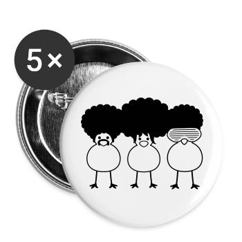 Funky Chicks - Lot de 5 grands badges (56 mm) - blanc - Devant