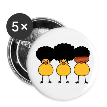 Funky Chicks - Lot de 5 grands badges (56 mm) - blanc - Devant