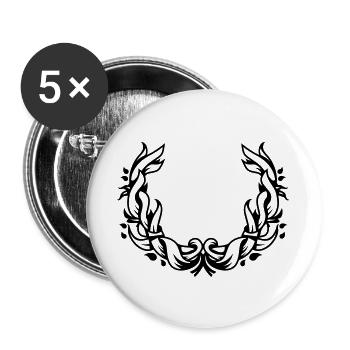 floraler Kranz - Buttons groß 56 mm (5er Pack) - Weiß - Vorne