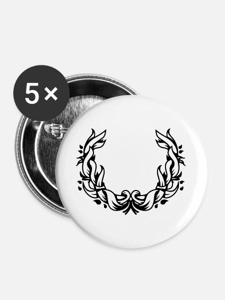 floraler Kranz - Buttons groß 56 mm (5er Pack) - Weiß