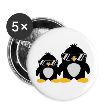 Cool Penguin Dad And Boy - Buttons large 2.2''/56 mm (5-pack) - white - Front